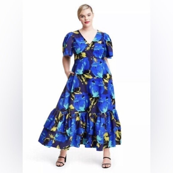 Christopher John Rogers Dresses & Skirts - Christopher John Roberts Target Floral Blue Tiered Maxi Dress 8​​​​​​​​​​​​​​​